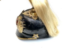 Superb helmet has officers name written inside, missing chin strap and side clip otherwise a wonderful helmet, ideal display, high ranking officer would have worn this, stands 30 cm high length 18 cm depth being 29 cm, offering free delivery worldwide reference bbs tel: we accept online payments for all our items listed: bank transfer cash on collection or if wishing over the phone using your debit or credit cards, also doing layby payments plan, or email giving your address details & contact number and we shall send you your items invoice to make