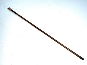 Stunning stick, partridge wood, 18 ct gold plated parts with enamelled top and high tension steel blade, condition of which is very good, late victorian. Firm strong and sturdy, length of 92 cm width across the enamel tops 3.5 cm and sticks diameter from top 1.5 cm tapering down to ferrule 1.4 cm, from the steel tip to the top of the enamel grips 91 cm,