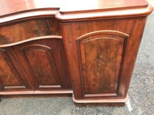 Condition good has some missing veneer on base plinth easily remedied good strong item nice inverted front middle section, length in total 184cm height 94cm depth at widest 56cm, offering free uk delivery, reference dtf. International tel: we accept online payments for all our items listed: bank transfer cash on collection personal cheques or if wishing over the phone using your debit or credit cards, also doing layby payments plan, or email giving your address details & contact number and we shall send you your items invoice to make