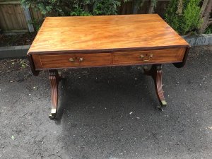 Georgian 1780’s in quality mahogany rare draws both sides can stand alone in one’s room length 165 cm fully open, height 74cm width 70 cm and when leaves folded 116 cm, there is some blemishes as-to be expected, but not detrimental to the looks of this exceptional quality table, offering free delivery uk tel: we accept online payments for all our items listed: bank transfer cash on collection or if wishing over the phone using your debit or credit cards, also doing layby payments plan, or email giving your address details & contact number and we shall send you your items invoice to make