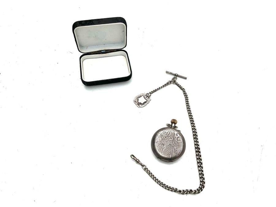 Primary image for Pocket Watch & Chain Full Hunter Solid Silver