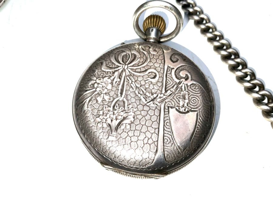 Pocket Watch & Chain Full Hunter Solid Silver