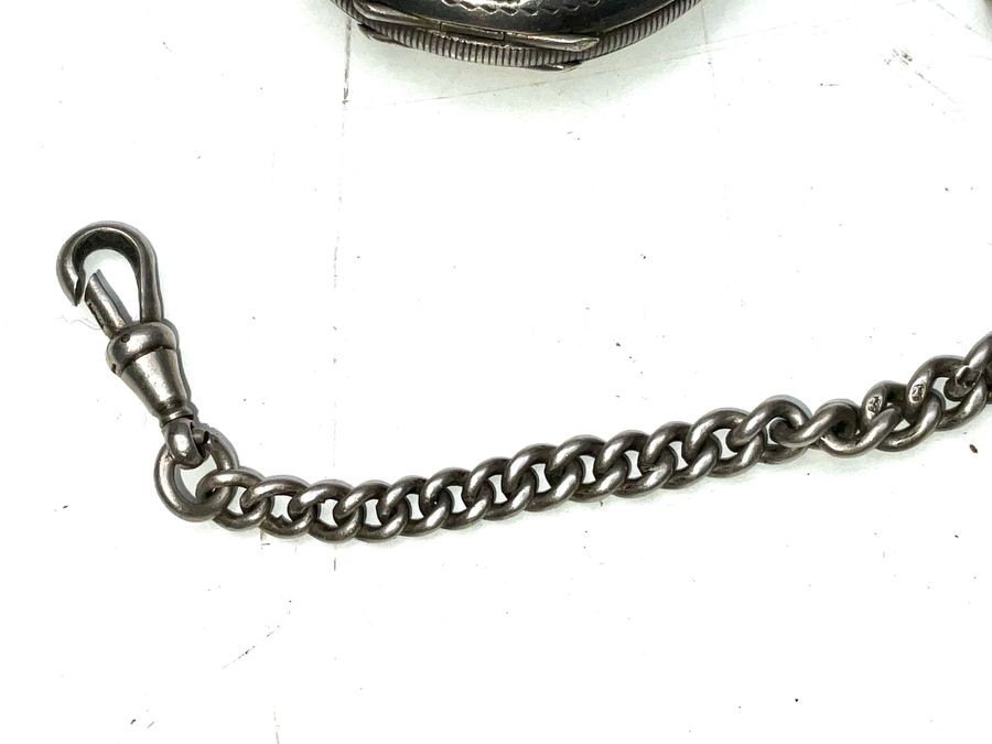 Pocket Watch & Chain Full Hunter Solid Silver