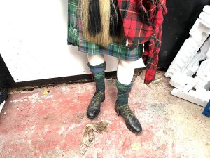 In all original dress with authentic bag pipes the figure stands 6ft 3 inches, overall condition is very good,
