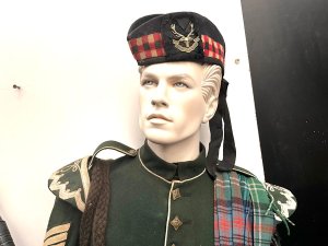 In all original dress with authentic bag pipes the figure stands 6ft 3 inches, overall condition is very good,