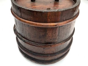 Very early note the wooden cooper hoops, these were used before the advent of steel hoops, overall conditions very good a must for the naval purist's collection, standing 33 cm high the bases diameter being 33 cm,