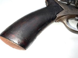 This revolver was used extensively during the late victorian period, was never a display item, the grips are showing much wear as is the revolver, the actions as it should be cocks and fires also with trigger action too, has the safety catch that works the lettering along barrel and above triggers well worn and difficult now to decipher. On 20 february 1856, lieutenant frederick e. B. Beaumont of the royal engineers was granted a british patent for improvements to the adams revolver which allowed them to be cocked and fired either by manually cocking the hammer as in single-action revolvers or by just pulling the trigger. Length 11.25 in. (286 mm) calibre .442 in (11.2 mm) (54-bore) comes in the retailers box length of which is 41 cm depth 18 cm heights 8 cm comes with key retailers names james kerr & co london armoury. Offering free uk delivery reference dbss. Tel: we accept online payments for all our items listed: bank transfer cash on collection or if wishing over the phone using your debit or credit cards, also doing layby payments plan, or email giving your address details & contact number and we shall send you your items invoice to make