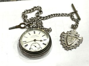 All solid silver and in excellent condition the watch is in excellent condition and in full working order, had recent clean too, offering free delivery uk reference dr7 tel: we accept online payments for all our items listed: bank transfer cash on collection or if wishing over the phone using your debit or credit cards, also doing layby payments plan, or email giving your address details & contact number and we shall send you your items invoice to make