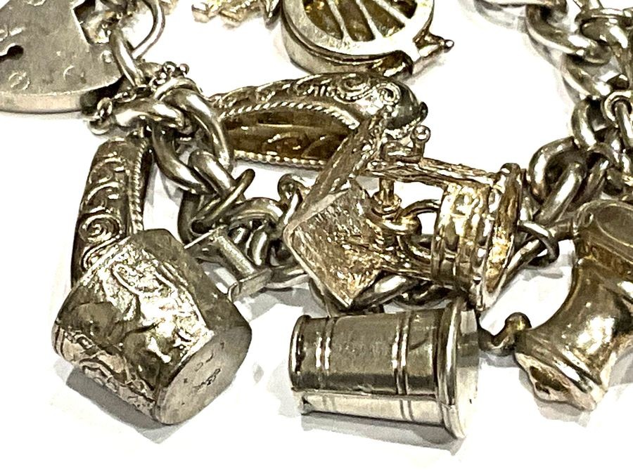 Solid Silver Heavy Charms Bracelet