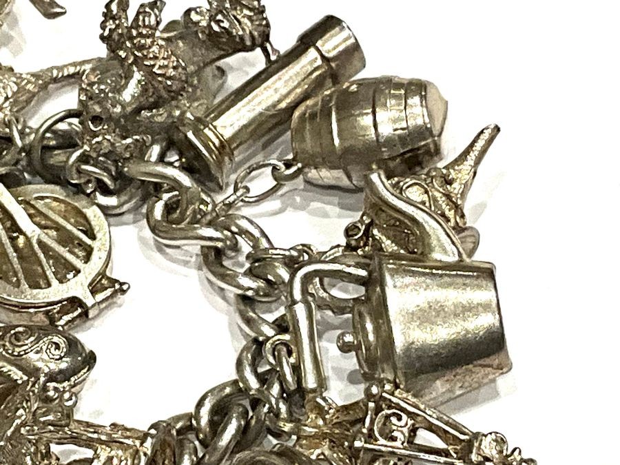 Solid Silver Heavy Charms Bracelet