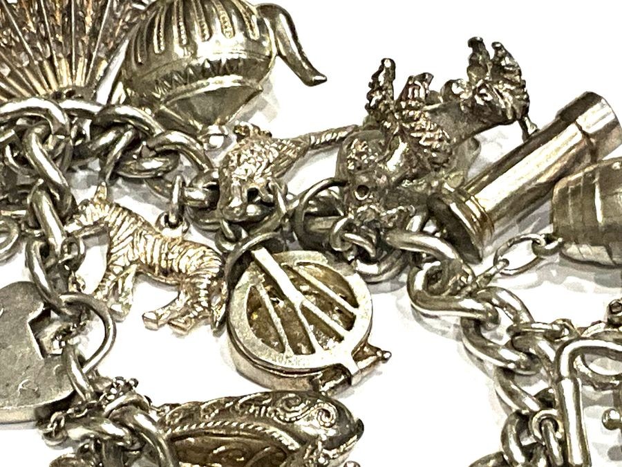 Solid Silver Heavy Charms Bracelet