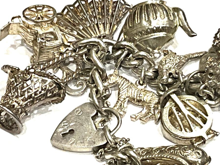 Solid Silver Heavy Charms Bracelet