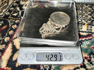 Superb victorian crown 1899 silver content with 925 silver necklace pendant. Both in excellent condition