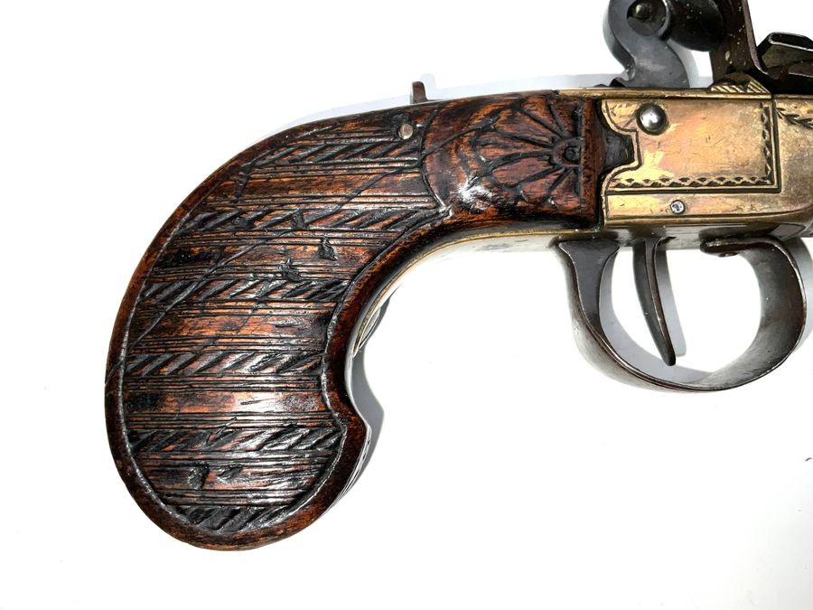 Flintlock Brass Cannon Barrel Overcoat Pistol