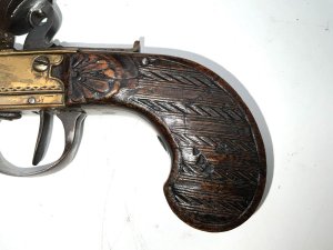 Early 18th century, in good working order and condition 10mm bore working safety on half and full cock, superb carved walnut grip having overall length of 20 cm heights 11 cm depth being 28 mm, offering free uk delivery reference dbss tel: we accept online payments for all our items listed: bank transfer cash on collection or if wishing over the phone using your debit or credit cards, also doing layby payments plan, or email giving your address details & contact number and we shall send you your items invoice to make