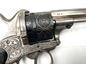 Six shot 9m pin fire obsolete ammunition so no uk licence required, the revolver is in quite good condition, being single action which though working has trigger return problem overcome by pushing manually back in place, consider new spring needs to be fitted, the length in total is 23 cm height 14 cm depth 4 cm, nice carved grips has lanyard eyelet consider an officer's personal purchase, price to reflect the necessary repair offering free uk delivery,reference dbss. Tel: we accept online payments for all our items listed: bank transfer cash on collection or if wishing over the phone using your debit or credit cards, also doing layby payments plan, or email giving your address details & contact number and we shall send you your items invoice to make