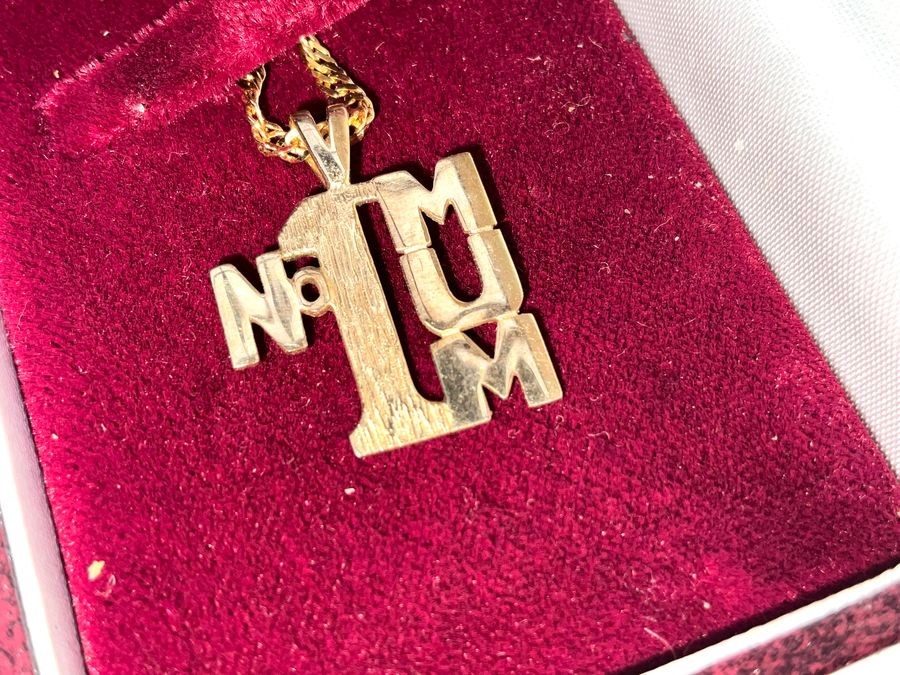 Mum Number One Gold Necklace And Pendant.