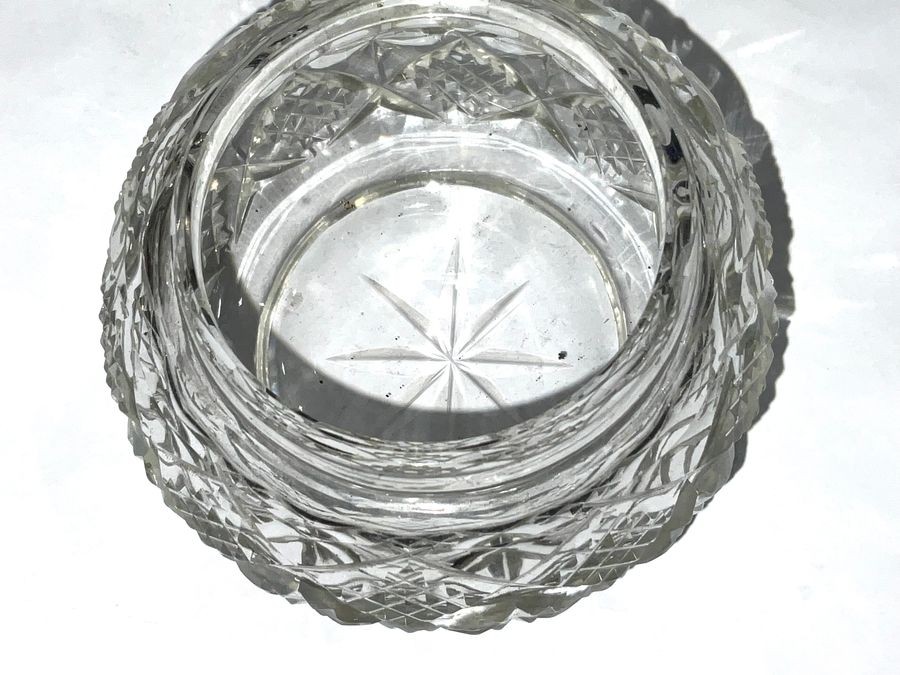 Silver Topped Cut Glass Trinket Jar