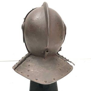 Hand forged steel savoyard helmet 17th century death’s head helmet late 17th century conditions very good as been well kept, this is the genuine article, a rare chance to acquire a real antique, reference fbs tel: we accept online payments for all our items listed: bank transfer cash on collection or if wishing over the phone using your debit or credit cards, also doing layby payments plan, or email giving your address details & contact number and we shall send you your items invoice to make