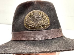 The hats in old worn condition, recently recovered from loft of house sale, though a little dirty is still in good condition 7.5 size, offering free uk delivery reference bbs tel: we accept online payments for all our items listed: bank transfer cash on collection or if wishing over the phone using your debit or credit cards, also doing layby payments plan, or email giving your address details & contact number and we shall send you your items invoice to make