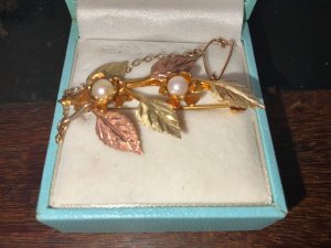 Gold Pearl Brooch