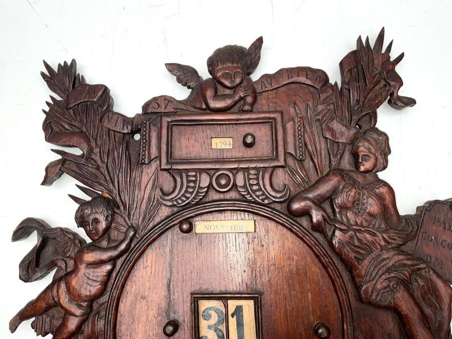 Calendar Oak Carved 18th Century