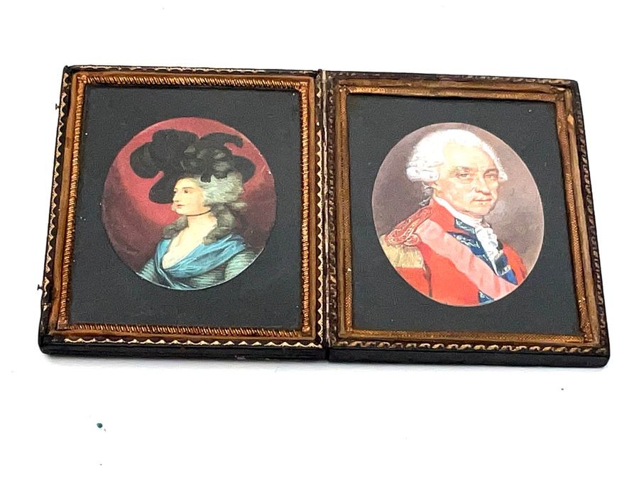 Primary image for Miniature Painting Of Man & Wife Georgian Officer