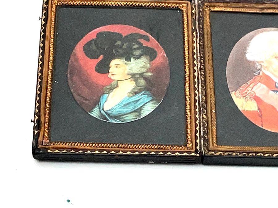 Miniature Painting Of Man & Wife Georgian Officer