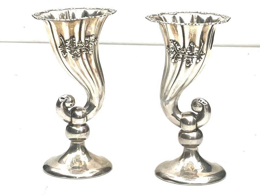 Primary image for Silver Chester Hallmarks For 1908. Superb Pair Of Matching Vases
