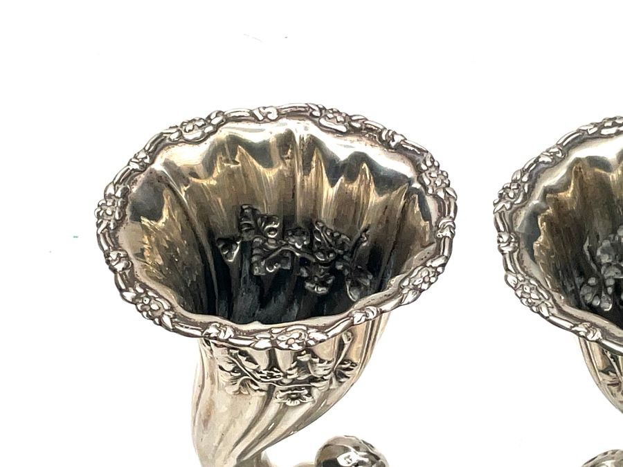 Silver Chester Hallmarks For 1908. Superb Pair Of Matching Vases