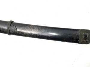 Early 17th century tachi, blades cutting edge 70 cm signed both sides to tang tsuka replacement tsuba old, blade out of polish has some damage to cutting edge that will be able to take out as very minor, saya original and in fair to good condition tang signed both sides, length in total being 101 cm with 8 cm depth 7 cm, reference 7 tel: we accept online payments for all our items listed: bank transfer cash on collection or if wishing over the phone using your debit or credit cards, also doing layby payments plan, or email giving your address details & contact number and we shall send you your items invoice to make