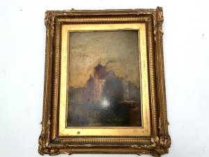 Small framed height 36 cm width 30 cm pleasant scenes, frames a little damaged, reference bbc.