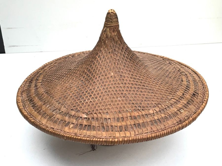 Primary image for Wicker Bamboo Conical Rickshaw Coolie Hat Vintage