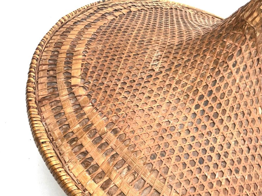 Wicker Bamboo Conical Rickshaw Coolie Hat Vintage