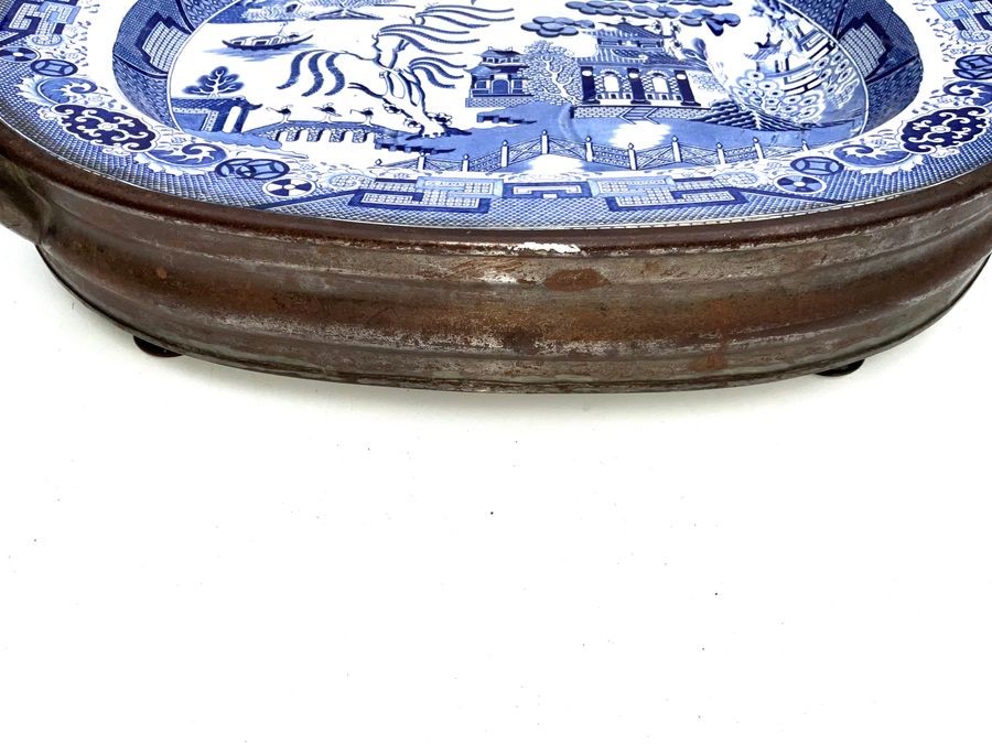 Blue & White Large Serving Hotplate  Very Rare