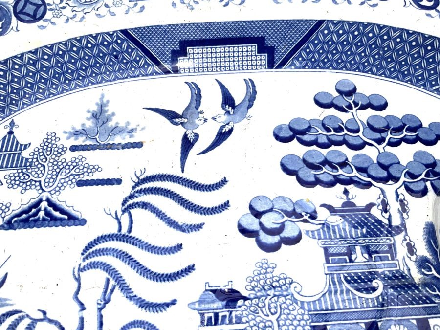Blue & White Large Serving Hotplate  Very Rare