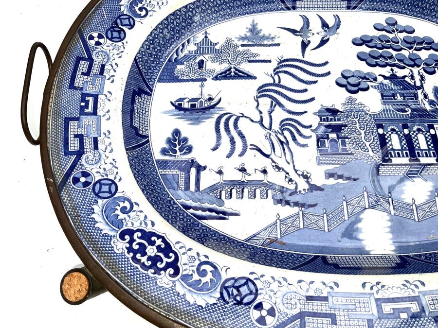 Blue & White Large Serving Hotplate  Very Rare