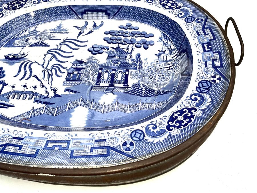 Blue & White Large Serving Hotplate  Very Rare