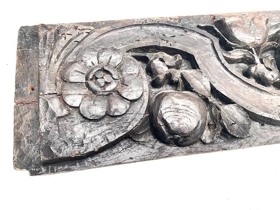 16th Century Hand Carved English Tudor Oak Panel