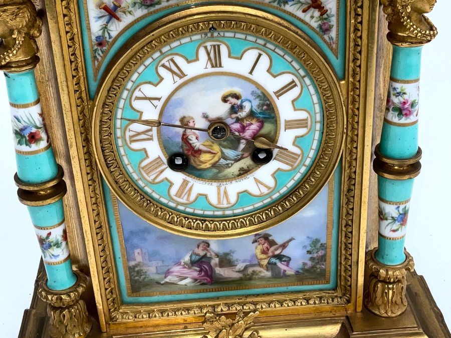 French Mantel Clock With Serves Panels