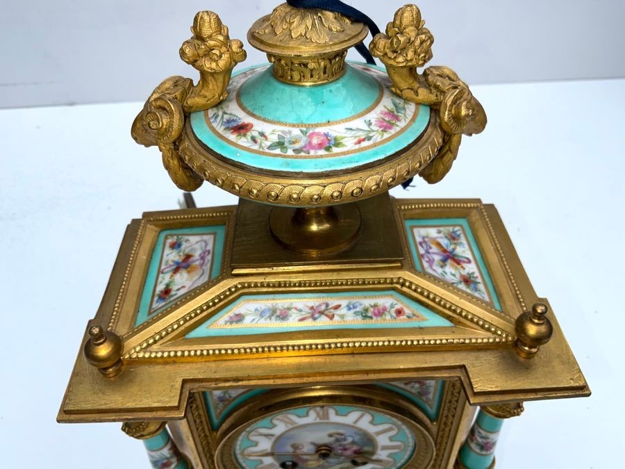 French Mantel Clock With Serves Panels
