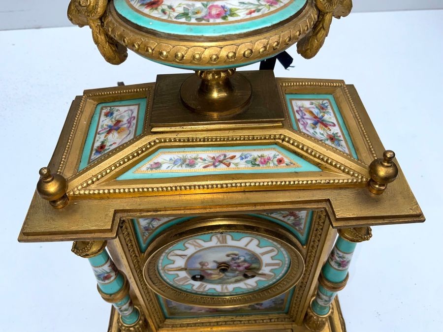 French Mantel Clock With Serves Panels