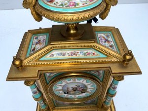 Clocks in superb condition and fully working order, just recent service and clean, beautiful painted porcelain panels and parts on bronze frame, dials perfect too, maker bénard a well known 19th century clock maker, sizes 37 cm high width 21 cm depth 12 cm, reference frd tel: we accept online payments for all our items listed: bank transfer cash on collection or if wishing over the phone using your debit or credit cards, also doing layby payments plan, or email giving your address details & contact number and we shall send you your items invoice to make