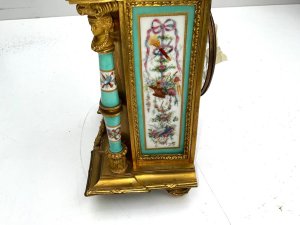 Clocks in superb condition and fully working order, just recent service and clean, beautiful painted porcelain panels and parts on bronze frame, dials perfect too, maker bénard a well known 19th century clock maker, sizes 37 cm high width 21 cm depth 12 cm, reference frd tel: we accept online payments for all our items listed: bank transfer cash on collection or if wishing over the phone using your debit or credit cards, also doing layby payments plan, or email giving your address details & contact number and we shall send you your items invoice to make