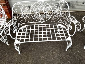 This victorian garden seating set, made from wrought iron, dates to approximately 1890. The set includes two chairs designed for outdoor use, featuring intricate scrollwork typical of the victorian style. The construction reflects the durability of wrought iron, suitable for garden environments. Needing restoration but in strong sturdy condition. Tel: we accept online payments for all our items listed: bank transfer cash on collection or if wishing over the phone using your debit or credit cards, also doing layby payments plan, or email giving your address details & contact number and we shall send you your items invoice to make