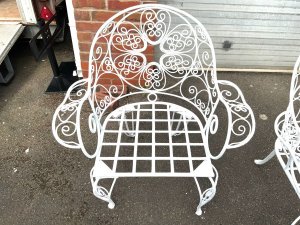 This victorian garden seating set, made from wrought iron, dates to approximately 1890. The set includes two chairs designed for outdoor use, featuring intricate scrollwork typical of the victorian style. The construction reflects the durability of wrought iron, suitable for garden environments. Needing restoration but in strong sturdy condition. Tel: we accept online payments for all our items listed: bank transfer cash on collection or if wishing over the phone using your debit or credit cards, also doing layby payments plan, or email giving your address details & contact number and we shall send you your items invoice to make