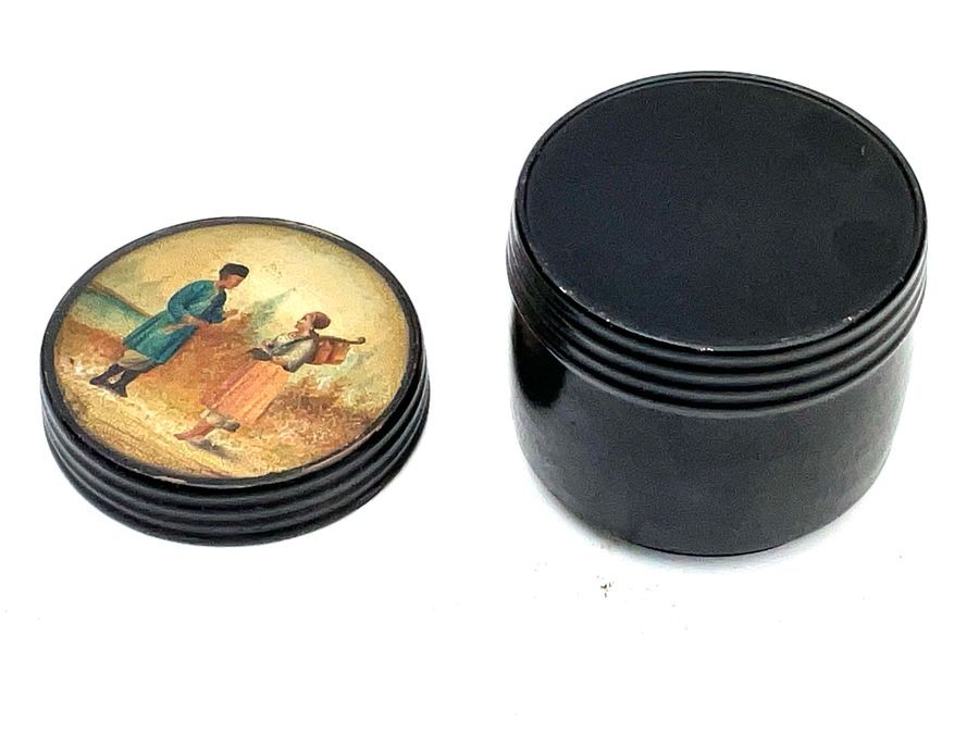 Antique Russian Papier Mache Lacquer Box Tea Caddy Hand Painted  1885