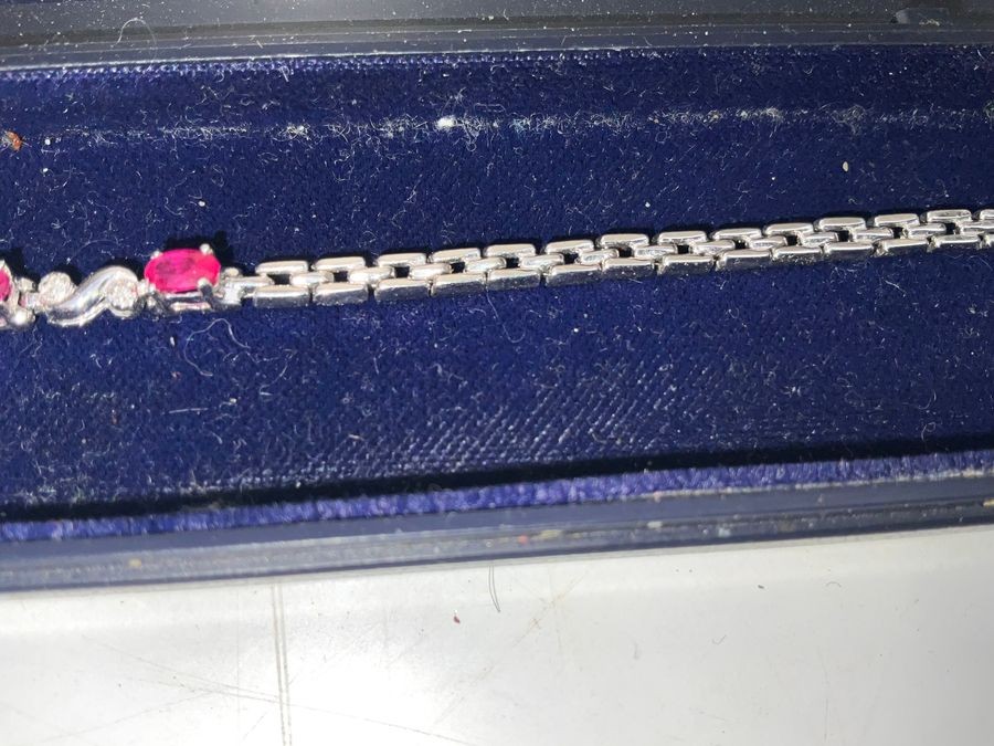 Gold 14ct White Gold Rubies & Diamonds Bracelet
