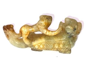 Meant for the scholar's desk, these wonderful animals would have served as a curiosity, a fondling stone, paperweight, and object of wonder, to be viewed, touched, discussed and admired. Circa 17th century overall conditions very good length of 10 cm heights 5 cm depth being 22 mm.
