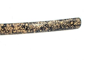 Good sword tang not signed blades in reasonable good polish,  tsuba unusual beaten edge shape saya beautiful lacquered design, overall the swords very good, length in total 67cm x height 7cm and the depth being 7cm. We accept online payments for all our items listed: bank transfer cash on collection or if wishing over the phone using your debit or credit cards, also doing lay-by payments plan, or email giving your address details and contact number and we shall send you your items invoice to make payment with your card.
